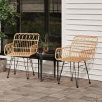 Braune vidaXL Gartenstühle aus Stahl mit Armlehne 2 Teile 