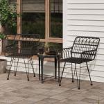 Schwarze vidaXL Gartenstühle aus Stahl mit Armlehne 2 Teile 