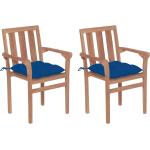 Blaue vidaXL Gartenstühle aus Massivholz stapelbar 2 Teile 