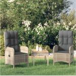 Graue Moderne vidaXL Gartenstühle aus Polyrattan 2 Teile 