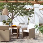 Beige vidaXL Gartenstühle aus Polyrattan winterfest 4 Teile 