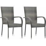 Graue Moderne vidaXL Gartenstühle aus Polyrattan stapelbar 2 Teile 