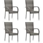 Graue Moderne vidaXL Gartenstühle aus Polyrattan stapelbar 4 Teile 