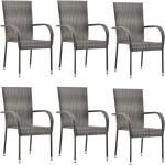 Graue Moderne vidaXL Gartenstühle aus Polyrattan stapelbar 6 Teile 