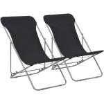 Schwarze vidaXL Strandstühle aus Stahl klappbar 2 Teile 
