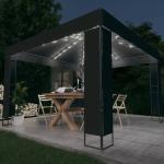 vidaXL Pavillon mit Doppeldach & LED-Lichterkette 3 x 3 m anthrazit (3070304)