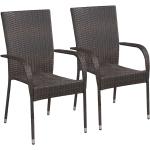 Braune Moderne vidaXL Gartenstühle aus Polyrattan stapelbar 2 Teile 