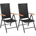 Schwarze vidaXL Gartenstühle aus Polyrattan klappbar 2 Teile 