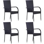 Schwarze Moderne vidaXL Gartenstühle aus Polyrattan stapelbar 4 Teile 