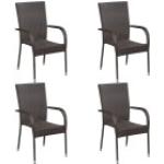 Braune Moderne vidaXL Gartenstühle aus Polyrattan stapelbar 4 Teile 