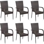 Braune Moderne vidaXL Gartenstühle aus Polyrattan stapelbar 6 Teile 