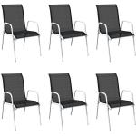 Schwarze vidaXL Gartenstühle aus Stahl stapelbar 6 Teile 