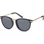 Vintage Sonnenbrille im 60er Style mit trendigen bronzefarbenden Metallbügeln Panto - Retro Brille (smoke-Holzoptik)