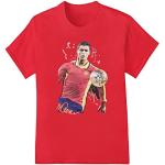 VINTRO Portugal Striker Cristiano Ronaldo Kinder T-Shirt Original Portrait von Sidney Maurer Professionell Bedruckt, rot, 7-8 Jahre