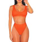 Reduzierte Orange Animal-Print Bikini Sets Orangen für Damen Größe L 2 Teile 