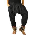 Schwarze Boho Haremshosen aus Baumwolle für Damen Größe XL 