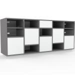 Vitrine Weiß - Moderne Glasvitrine: Schubladen in Weiß & Türen in Weiß - Hochwertige Materialien - 195 x 85 x 47 cm, konfigurierbar
