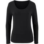 Schwarze Klassische Langärmelige Vivance Basic Shirts aus Baumwolle für Damen Größe S 