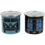 Petrolefarbenes Retro Volkswagen / VW Bulli / T1 Geschirr Bus aus Emaille 2 Teile 