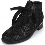 Schwarze Elegante Waldläufer Hienna Damenstiefeletten Schnürung aus Gummi mit herausnehmbarem Fußbett mit Absatzhöhe 5cm bis 7cm 