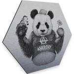 Silberne Meme / Theme Pandas Türdekoration Panda aus Aluminium mit Wandhalterung 