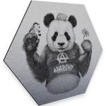 Silberne Moderne Meme / Theme Pandas Türdekoration Panda aus Aluminium mit Wandhalterung 