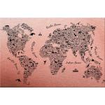 Reduzierte Rosa Moderne Wanddeko Weltkarte 