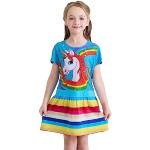 Bunte Gestreifte Meme / Theme Einhorn Kinderfreizeitkleider Einhorn aus Baumwolle für Mädchen 