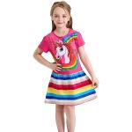 Bunte Gestreifte Meme / Theme Einhorn Kinderfreizeitkleider Einhorn aus Baumwolle für Mädchen 