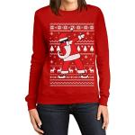 Rote Weihnachtspullover & Christmas Sweater aus Baumwolle maschinenwaschbar für Damen Größe M 