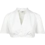 Weiße Kurzärmelige Dirndlblusen kurzarm aus Baumwolle für Damen Größe XS 