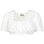 Weiße Klassische Kurzärmelige Dirndlblusen kurzarm aus Baumwolle für Damen Größe XS 