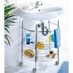 Silberne WENKO Waschbeckenunterschränke & Badunterschränke aus Stahl 