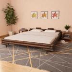 Dunkelbraune Betten mit Matratze aus Rattan 140x200 cm 