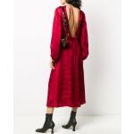 Reduzierte Rote Kirin V-Ausschnitt Frühlingskleider aus Viskose für Damen Größe L 
