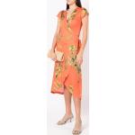 Reduzierte Orange Blumen Lygia & Nanny V-Ausschnitt Frühlingskleider Orangen aus Elastan für Damen Größe L 