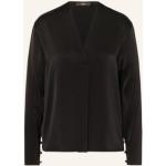 Reduzierte Schwarze Langärmelige Windsor V-Ausschnitt Blusenshirts aus Polyester für Damen Größe S 