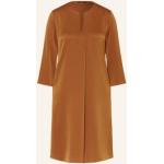 Braune 3/4-ärmelige Windsor V-Ausschnitt Damenkleider aus Polyester Größe XS 