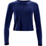 Blaue Elegante Langärmelige Cropped Shirts für Damen Größe XXL 