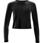 Schwarze Elegante Langärmelige Cropped Shirts für Damen Größe XL 