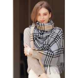 Winter-Damen-Schal in Kontrastfarbe, kariert, Kaschmirimitat, modischer Schal