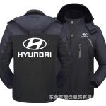 Winterjacke Herren Hyundai Car Logo Dicker Samt Warme Winddichte Kapuzenjacke Outwear Lässiger Bergsteigermantel