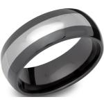 Schwarze UNIQUE Bicolor Ringe poliert aus Wolfram für Herren 