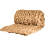 Beige Allergiker Strickdecken aus Wolle 