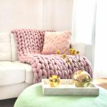 Pinke Allergiker Strickdecken aus Wolle 180x130 cm 