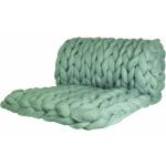 Mintgrüne Allergiker Strickdecken aus Wolle 100x150 cm 