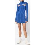 Reduzierte Blaue Langärmelige Dion Lee Mini Stehkragen Partykleider aus Wolle für Damen Größe XXL 