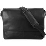 Schwarze Business X-Zone Messenger Bags aus Leder mit Laptopfach für Damen 