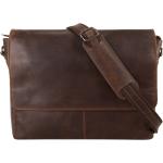 Braune Business X-Zone Messenger Bags aus Leder mit Laptopfach für Damen 