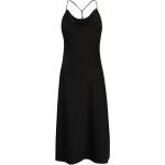 Schwarze Ärmellose Wasserfall-Ausschnitt Damenkleider aus Satin Größe L Petite 